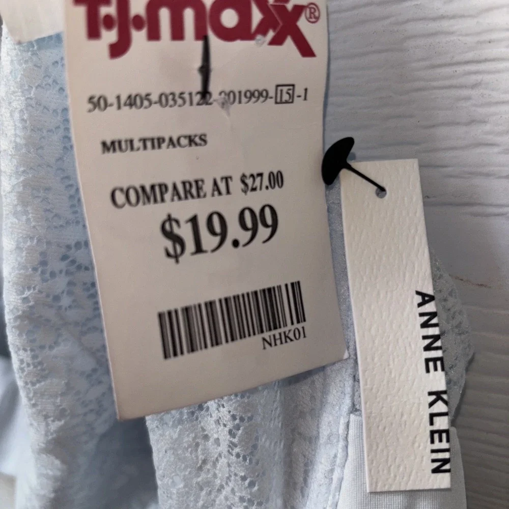 NWT Anne Klein T-Shirt Bra 42D Full Figure Unlined Light Blue Lace - Picture 4 of 10